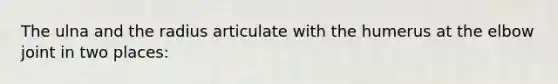 The ulna and the radius articulate with the humerus at the elbow joint in two places: