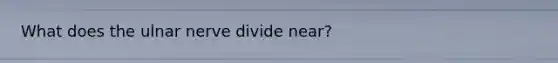 What does the ulnar nerve divide near?