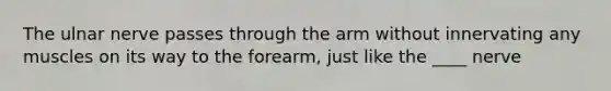 The ulnar nerve passes through the arm without innervating any muscles on its way to the forearm, just like the ____ nerve