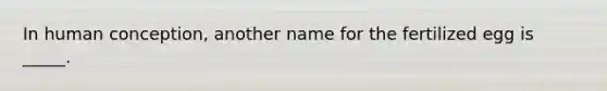 In human conception, another name for the fertilized egg is _____.