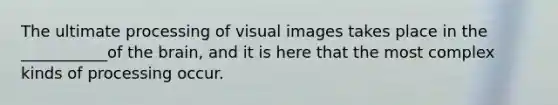 The ultimate processing of visual images takes place in the ___________of the brain, and it is here that the most complex kinds of processing occur.