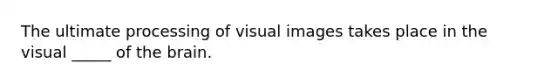 The ultimate processing of visual images takes place in the visual _____ of the brain.