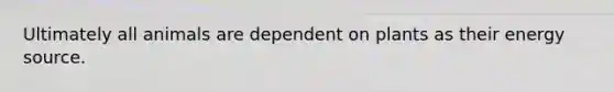 Ultimately all animals are dependent on plants as their energy source.