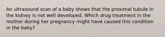 An ultrasound scan of a baby shows that the proximal tubule in the kidney is not well developed. Which drug treatment in the mother during her pregnancy might have caused this condition in the baby?