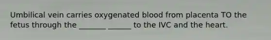 Umbilical vein carries oxygenated blood from placenta TO the fetus through the _______ ______ to the IVC and the heart.