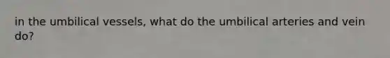 in the umbilical vessels, what do the umbilical arteries and vein do?