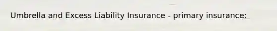 Umbrella and Excess Liability Insurance - primary insurance: