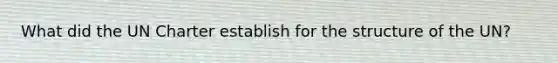 What did the UN Charter establish for the structure of the UN?