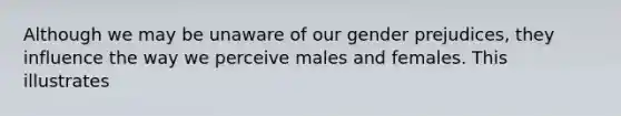 Although we may be unaware of our gender prejudices, they influence the way we perceive males and females. This illustrates