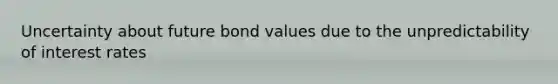 Uncertainty about future bond values due to the unpredictability of interest rates