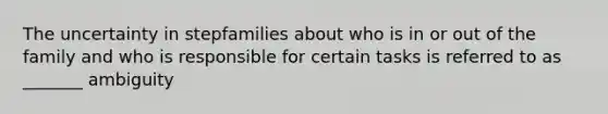 The uncertainty in stepfamilies about who is in or out of the family and who is responsible for certain tasks is referred to as _______ ambiguity