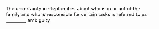 The uncertainty in stepfamilies about who is in or out of the family and who is responsible for certain tasks is referred to as _________ ambiguity.