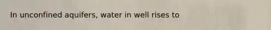 In unconfined aquifers, water in well rises to