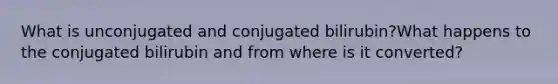 What is unconjugated and conjugated bilirubin?What happens to the conjugated bilirubin and from where is it converted?