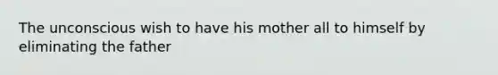 The unconscious wish to have his mother all to himself by eliminating the father