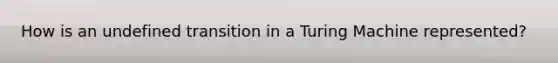 How is an undefined transition in a Turing Machine represented?