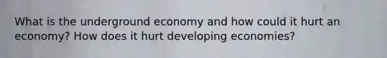 What is the underground economy and how could it hurt an economy? How does it hurt developing economies?