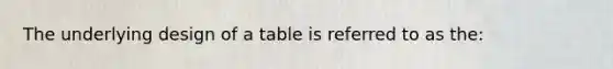 The underlying design of a table is referred to as the: