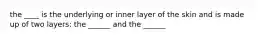 the ____ is the underlying or inner layer of the skin and is made up of two layers: the ______ and the ______