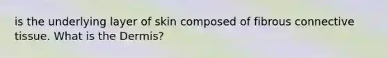 is the underlying layer of skin composed of fibrous connective tissue. What is the Dermis?