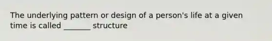 The underlying pattern or design of a person's life at a given time is called _______ structure