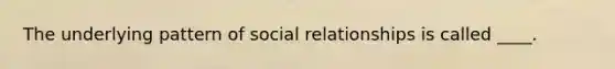 The underlying pattern of social relationships is called ____.