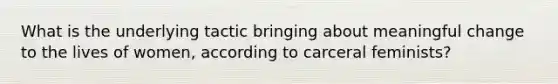 What is the underlying tactic bringing about meaningful change to the lives of women, according to carceral feminists?