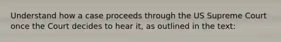 Understand how a case proceeds through the US Supreme Court once the Court decides to hear it, as outlined in the text: