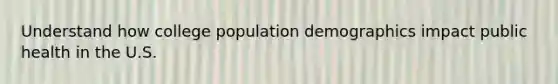 Understand how college population demographics impact public health in the U.S.