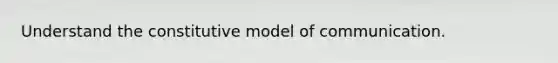 Understand the constitutive model of communication.