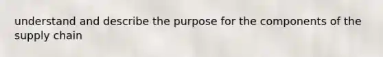 understand and describe the purpose for the components of the supply chain