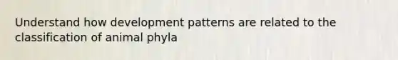 Understand how development patterns are related to the classification of animal phyla