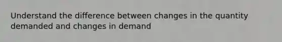 Understand the difference between changes in the quantity demanded and changes in demand