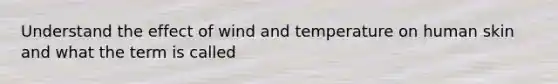 Understand the effect of wind and temperature on human skin and what the term is called