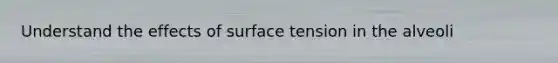 Understand the effects of surface tension in the alveoli