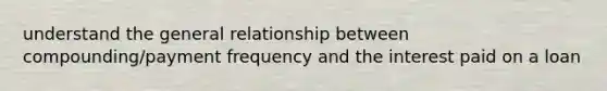 understand the general relationship between compounding/payment frequency and the interest paid on a loan