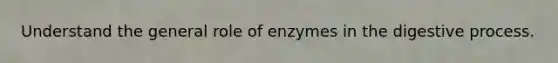 Understand the general role of enzymes in the digestive process.