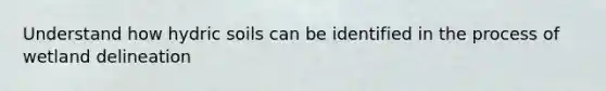 Understand how hydric soils can be identified in the process of wetland delineation