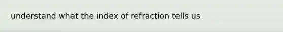 understand what the index of refraction tells us