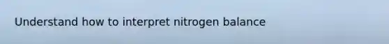 Understand how to interpret nitrogen balance