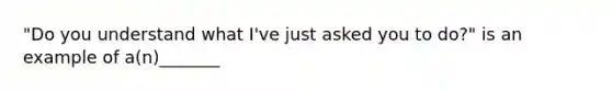 "Do you understand what I've just asked you to do?" is an example of a(n)_______