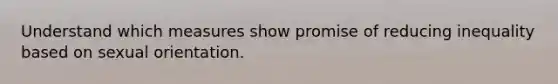 Understand which measures show promise of reducing inequality based on sexual orientation.