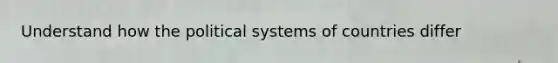 Understand how the political systems of countries differ