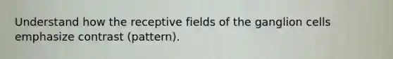 Understand how the receptive fields of the ganglion cells emphasize contrast (pattern).