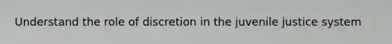 Understand the role of discretion in the juvenile justice system