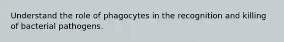 Understand the role of phagocytes in the recognition and killing of bacterial pathogens.