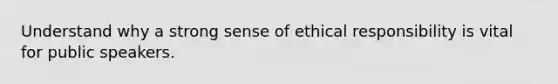 Understand why a strong sense of ethical responsibility is vital for public speakers.