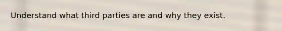 Understand what third parties are and why they exist.