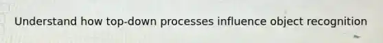 Understand how top-down processes influence object recognition