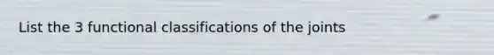 List the 3 functional classifications of the joints